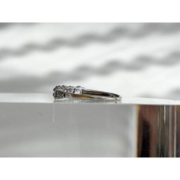 Blue Topaz Accented Band Style 925 Sterling Silver Vintage Ring - sz 8 - Picture 5 of 13